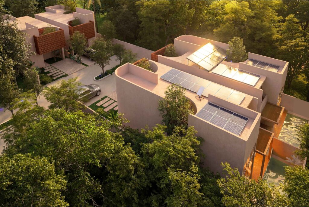 Hybrid luxury villas featuring solar panels and batteries, Luxury design villas, Tulum jungle